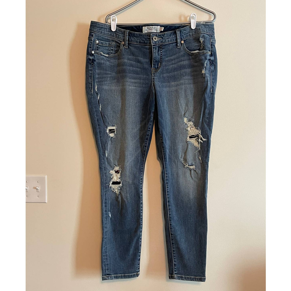 Torrid 16 R Distressed Jeans Holes Vintage Denim Plus Size